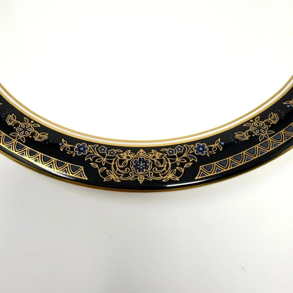 Royal Doulton Albany H5041 Dinner‎ Plates Gold Blue 8 Inch Set